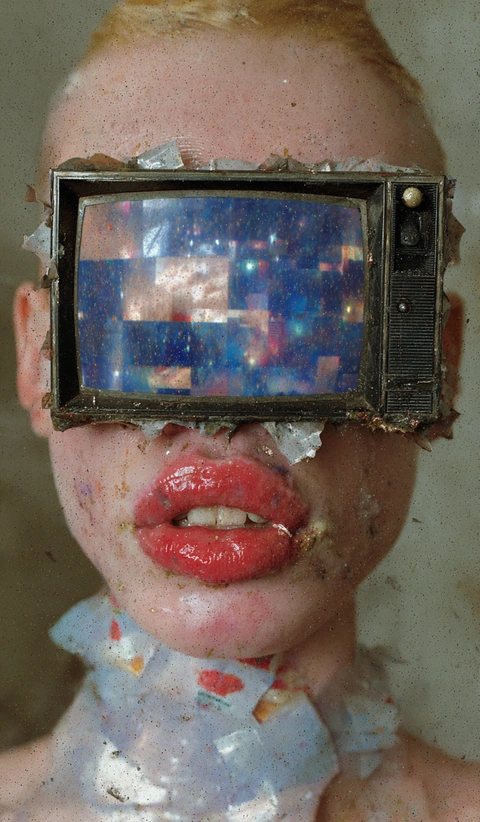 A screen held in front of the eyes