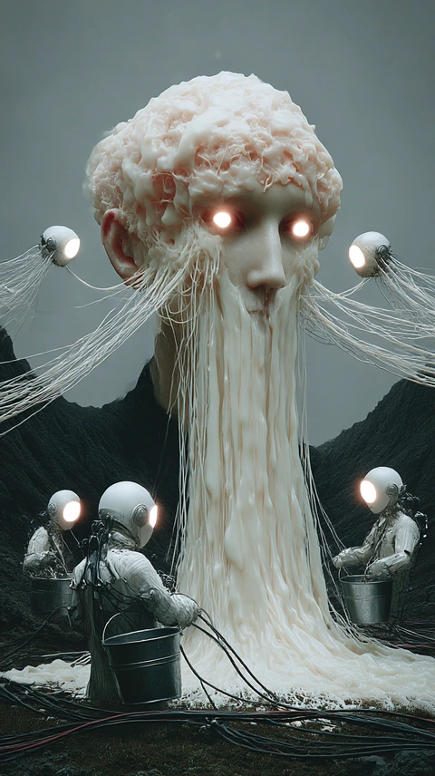 A central organism and connected figures