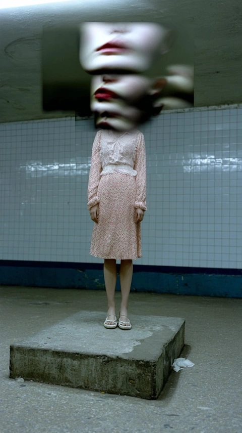 A multiplied face on the underground
