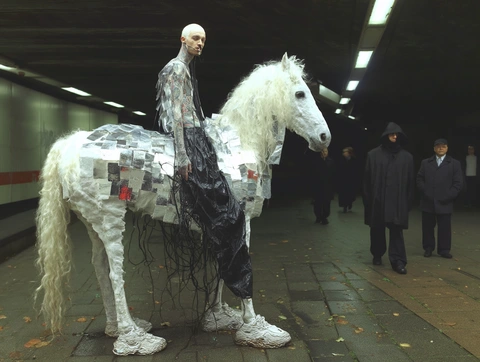 A rider on a white horse