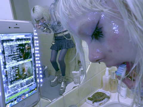 A portrait and screens in a room